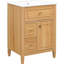 Meuble-lavabo de salle de bain de 61 cm avec lavabo en céramique, en bois massif, un tiroir à charnières, deux tiroirs, une étagère réglable, des poignées en métal doré, des charnières en acier inoxydable, porte d'armoire en pin autoportante de 61 cm de profondeur.