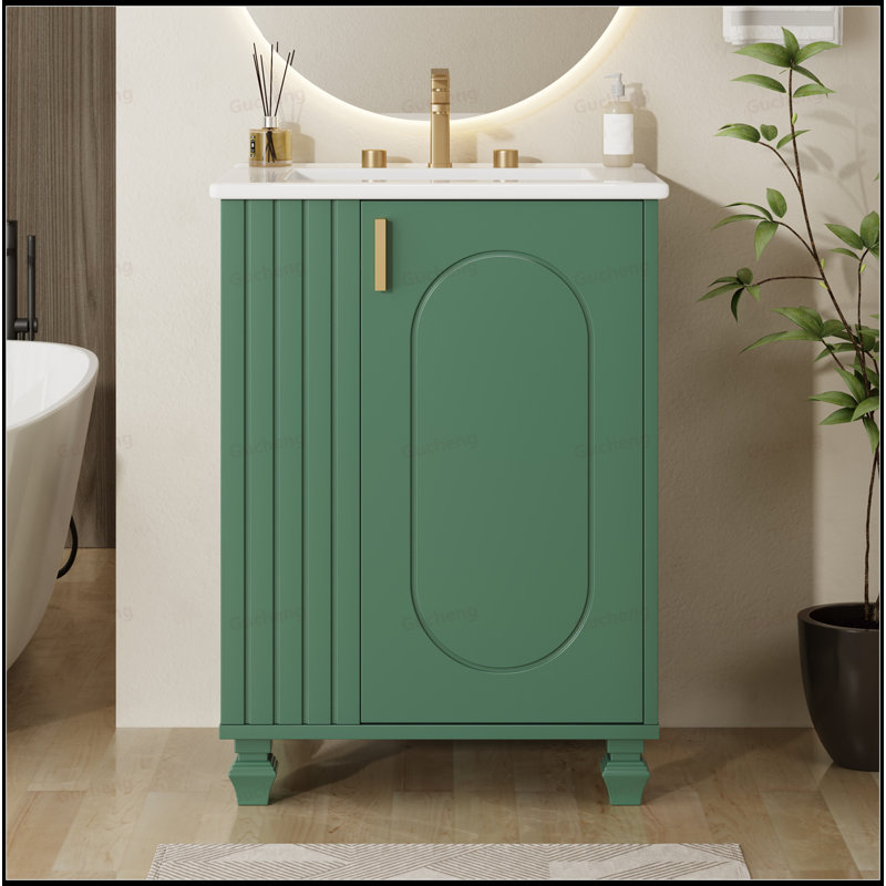 Meuble-lavabo 24 po avec rangement latéral ouvert, Vert