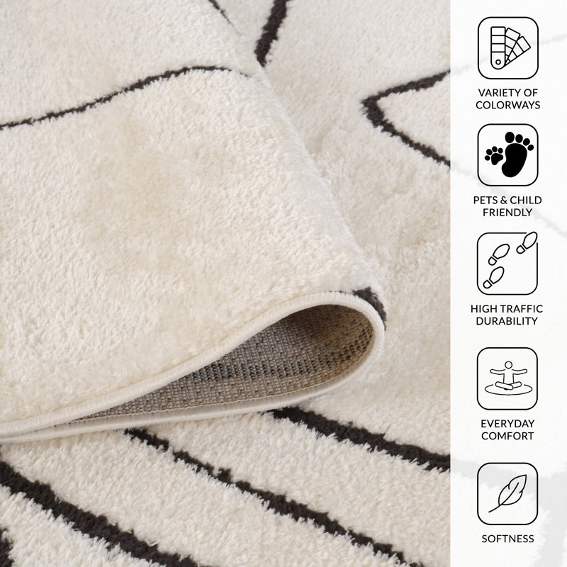 Cherle Moraccan Ivory Power-Loom Area Rug, Runner 2'6" x 10'