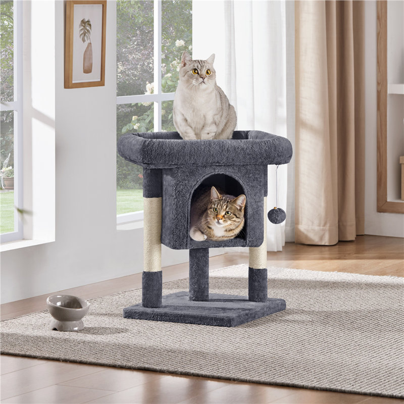 Arbre à chat à deux niveaux avec condo 23,5 po Brympton, Gris foncé