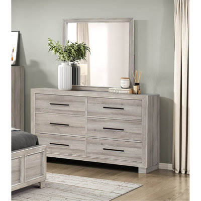 Mobilier de chambre à coucher contemporain en bois de style contemporain avec commode à six tiroirs gris moderne