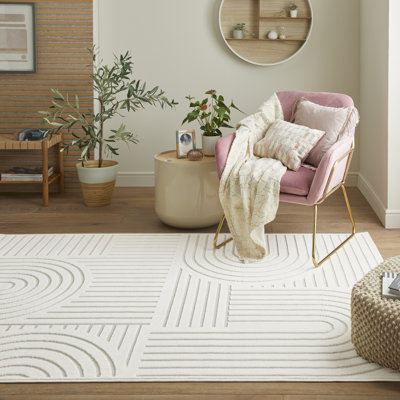 Andressa Solid Colour Ivory Area Rug