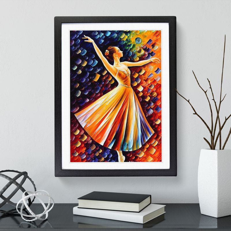 Ballerina Dancer No.3 - Single Picture Frame Painting, 34cm H x 25cm W x 2cm D, Black Framed
