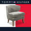 Fauteuil demi-tonneau à oreilles avec pieds en bois vieilli Tommy Hilfiger Swansea-714873718