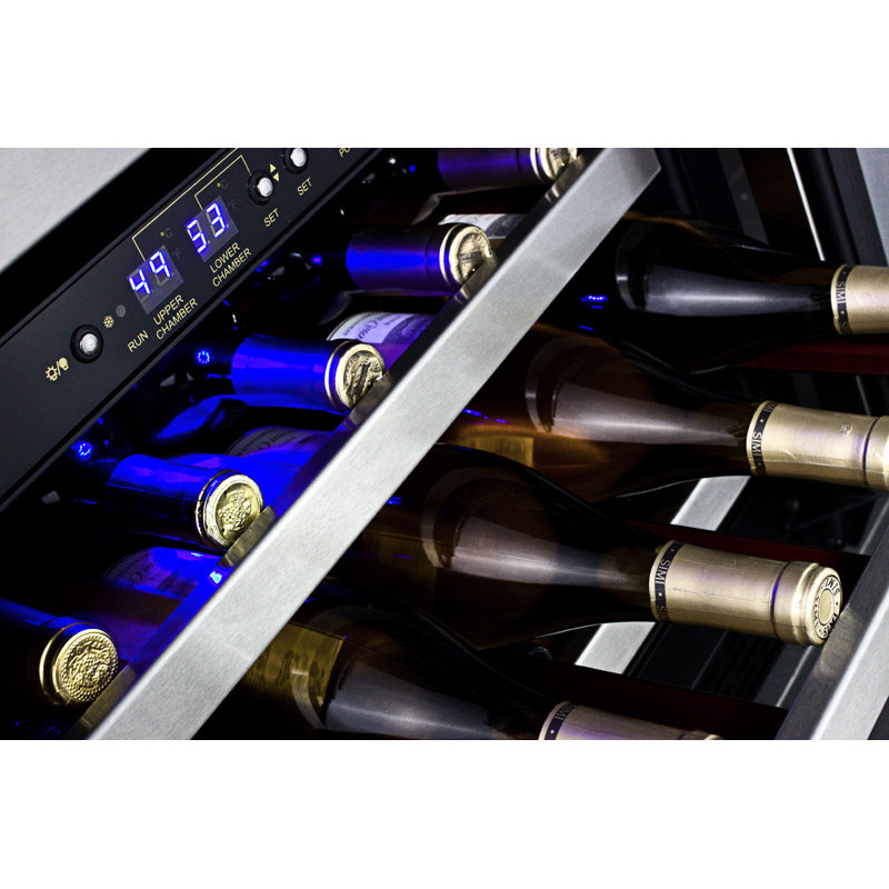 Summit Appliance Dual Zone 23.63'' 46 Bottle Wine Refrigerator with Reversible Door, Black