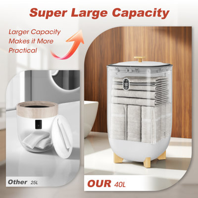 Armoire chauffante et sécheuse à linge verticale Gunji 40L, fonctions de chauffage et de séchage 1000W, convient aux salles de bain et aux chambres à coucher (blanc)