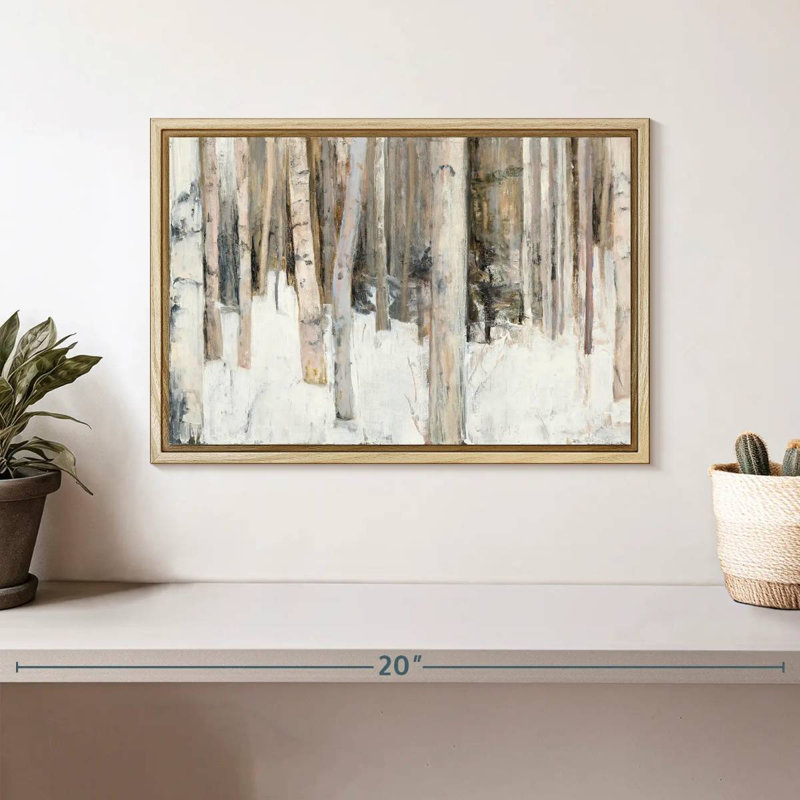 Lumière chaude d'hiver III, Cadre flottant en bois naturel, 13 po x 9 po