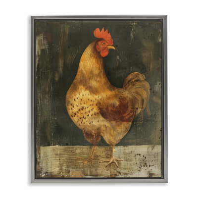  Art mural sur toile, "Poulet sur fond rustique" par LSR Design Studio