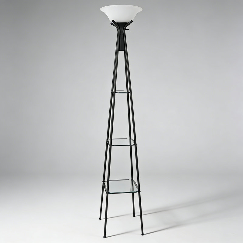 Sentry black 3-layer frosted Torchiere floor lamp