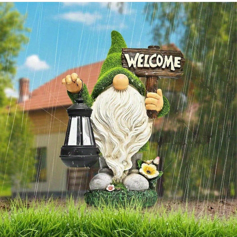 Statues de jardin solaires gnomes, H 10 po x l 8 po x P 15 po
