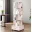 Bibliothèque rotative avec tiroir, bibliothèque d'angle à 5 niveaux à 360 degrés pour les petits espaces, étagère de rangement pour bibliothèque au sol, étagère à livres étroite en bois pour la chambre à coucher (BLANC)-130373551-130373552