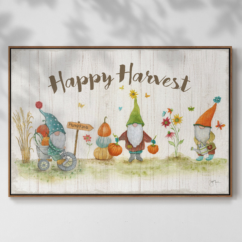 Toile tendue avec châssis Gnome Harvest, H 25 po x l 37 po x P 2 po, Toile encadrée noyer flottant