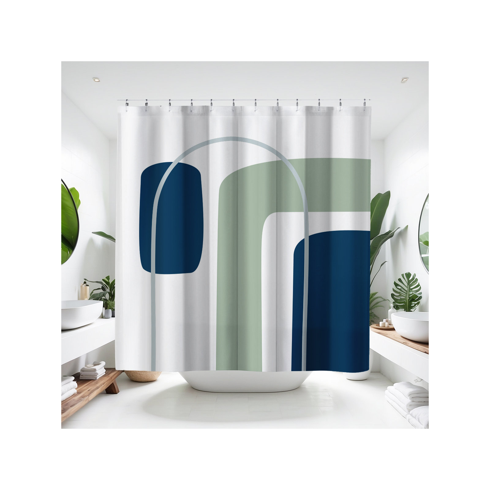 Hagan Polyester Shower Curtain, Moss