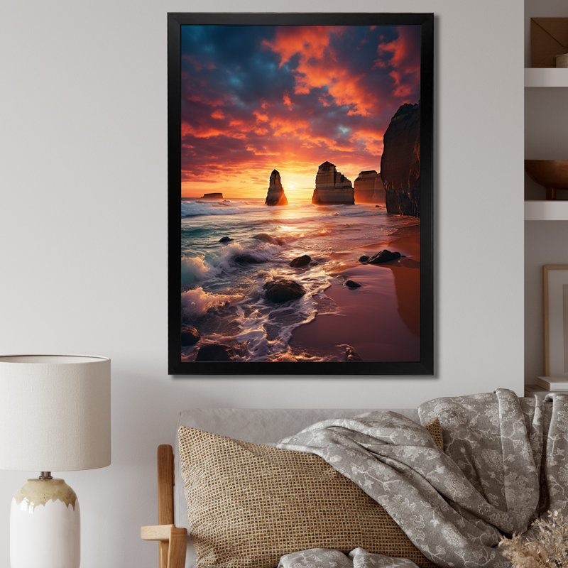 Australie, douze apôtres majestueux II sur toile, Cadre photo noir, H 20 po x l 12 po x P 1 po