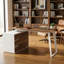 Bureau d'ordinateur en L avec armoire de rangement et tiroirs, bureau d'angle avec espace de travail flexible-1711026472