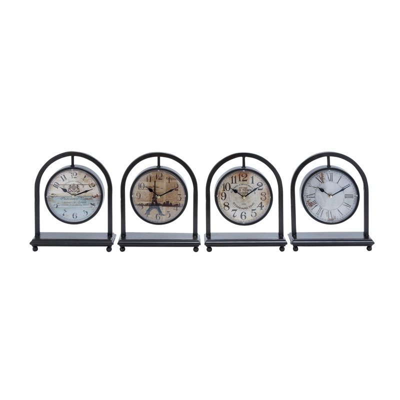Rustic Analog Metal Tabletop Clock in Brown/Beige/Blue/White