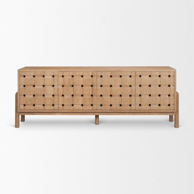 Khoa Solid Wood 4-Door Sideboard With Carved Woven Doors