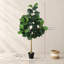 Figuier lyre artificiel de 1,5 m de haut avec pot tressé, faux Ficus lyrata pour espaces intérieurs