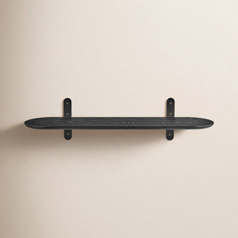 Poe Oval Bracket Shelf, Black, Walnut