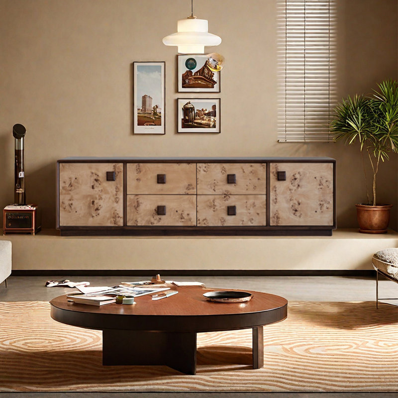 Meuble télé en bois massif avec tiroir, H 18,89 po x L 70,86 po x l 15,74 po