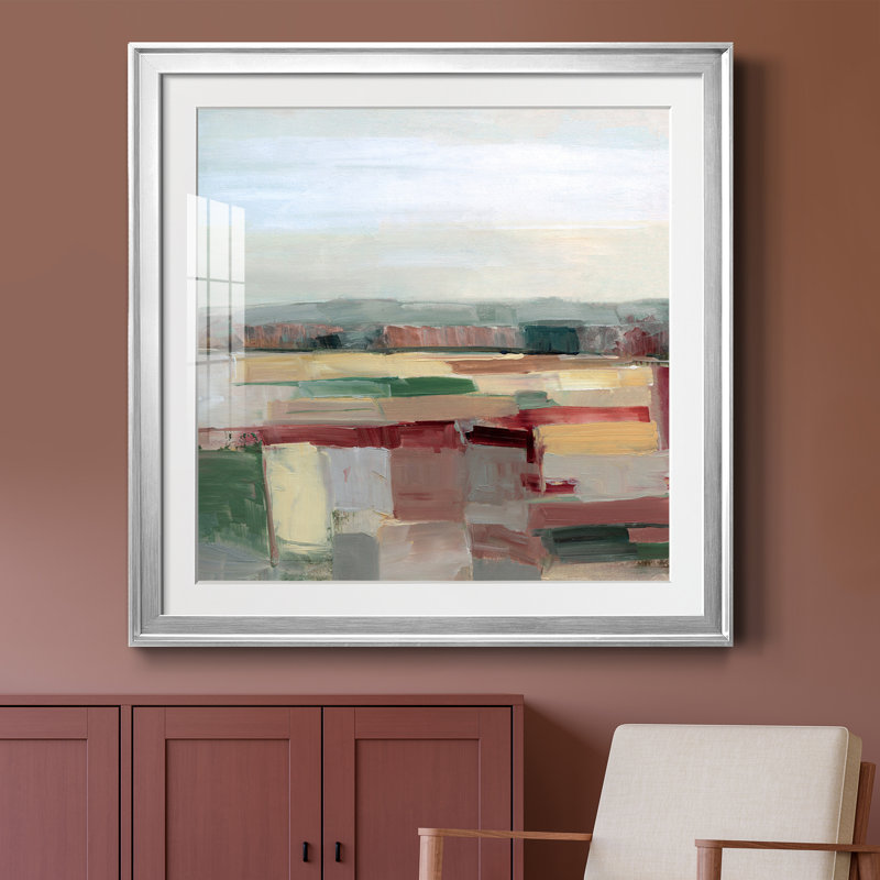 Tapisserie de champ - peinture encadrée, Papier avec cadre argenté, H 30,5 po x l 30,5 po x P 1,5 po