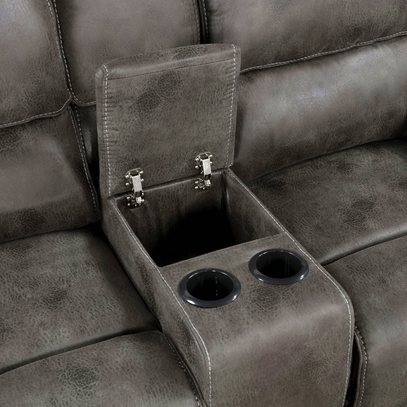 Ensemble de canapé de salon moelleux 2pc avec canapé inclinable électrique et causeuse gris, Microfibre / microsuède gris