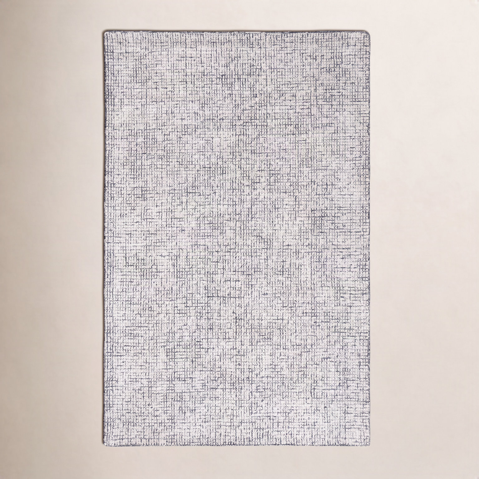 Rowe Ivory Black Hand-Tufted Checkered Rug, Rectangle 6' x 9'