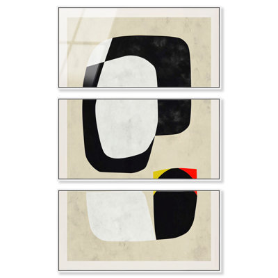 Ensemble d'art bohème minimaliste « Équilibre cinétique » encadré sur acrylique par Art Remedy, cadre blanc, 40 x 20