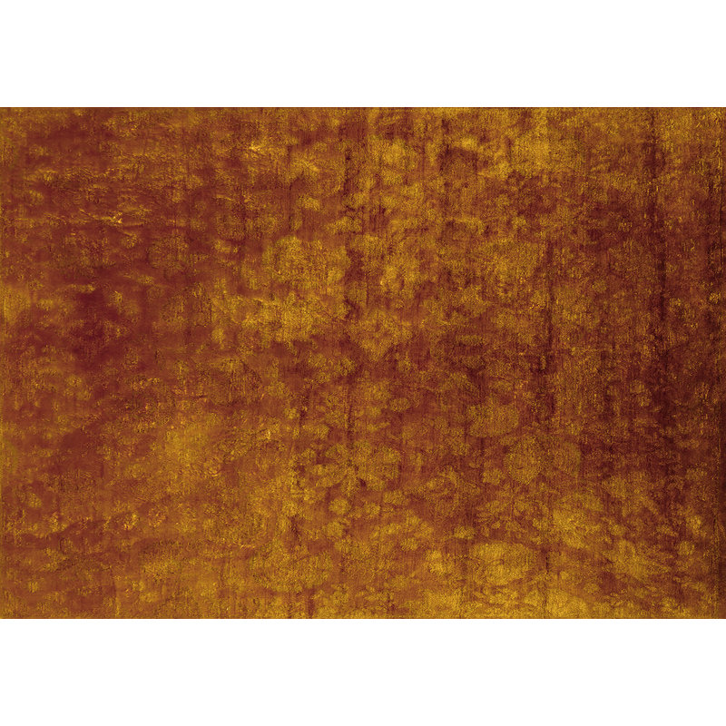 Tapis jaune / rouge en laine / polyester à motif abstrait tissé à la machine 5 pi x 7 pi
