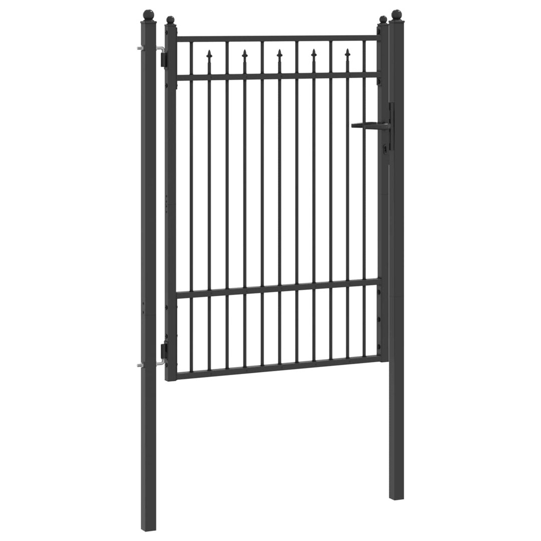 Vidaxl Fence Gate HORST Black Metal Modern Outdoor Fencing Entry Barrier Home