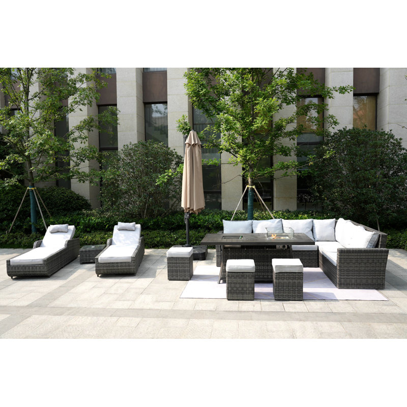 Aliaksey 11 - Person Patio Conversation Set with Cushions