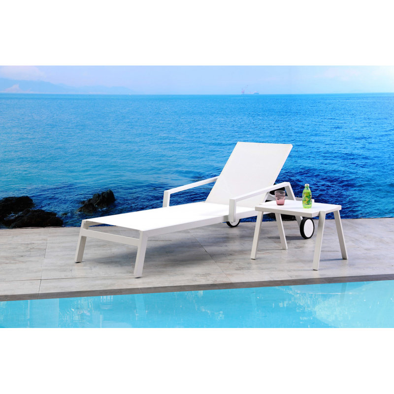 Chaise longue inclinable longue 83 po Abdulsamet, Blanc