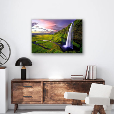 Ireland Waterfall Print - Irish Landscape Wall Art - Emerald Isle Waterfall Canvas Poster - Scenic Nature Artwork - Travel Ireland Decor - Lush Green Waterfall Wall Hanging - Modern Home Decoration Art Print