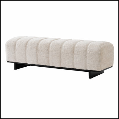 Indoor Dining Bench With Faux Fur Fabric And Sturdy Rubber Wood Legs, Comfortable Seating For Modern Living Spaces