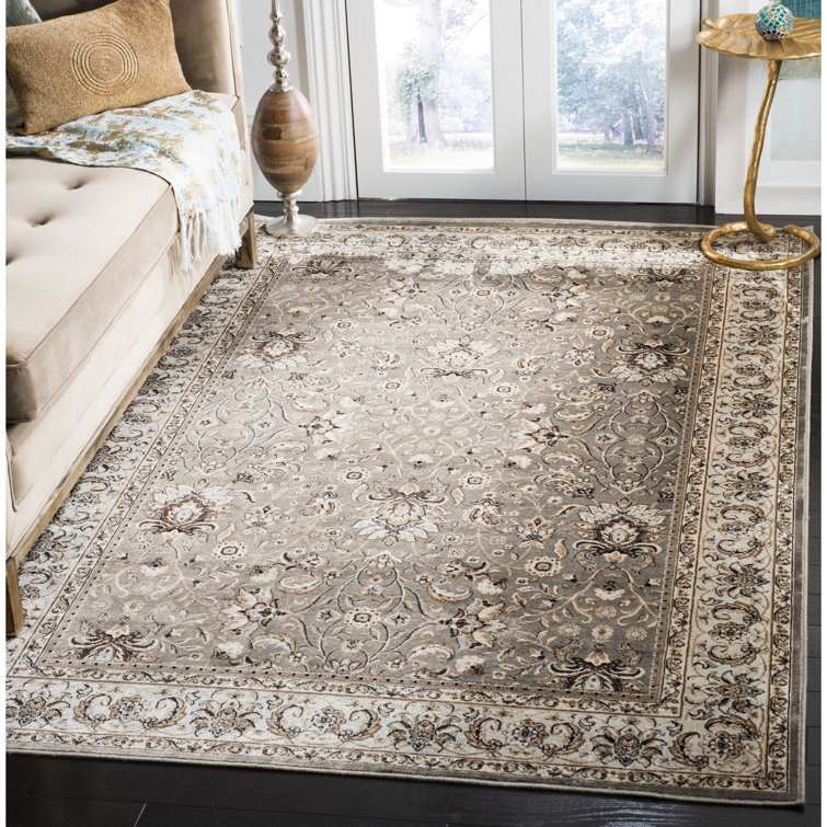 Petronella Viscose Oriental Rug in Ivory/Gray