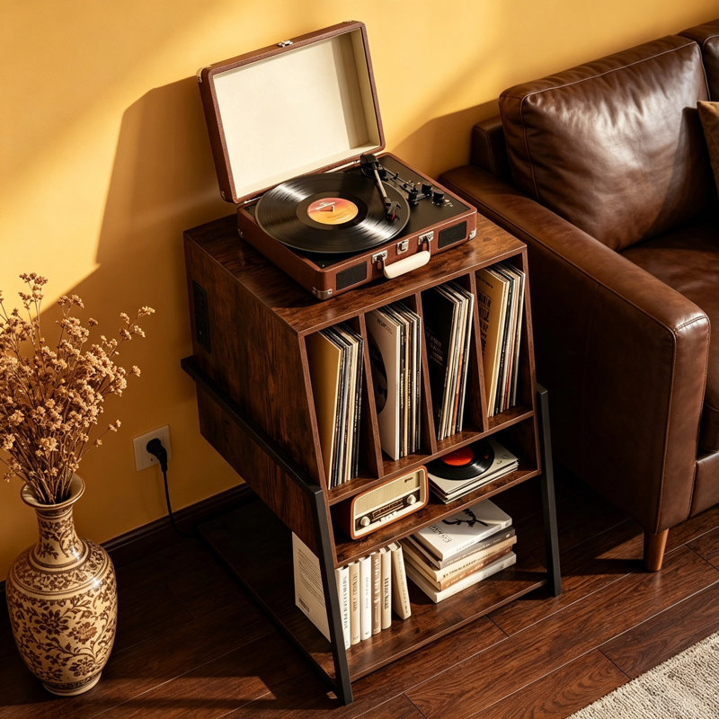 76.5cm H Media Shelves, Brown & Black