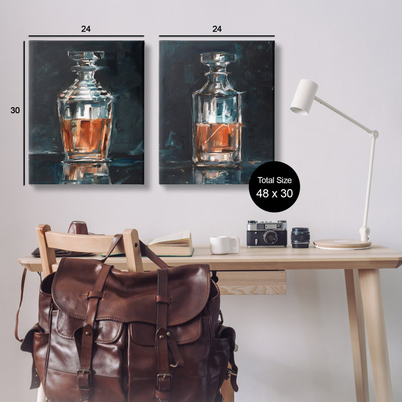 Abstract Whiskey Decanters 2 PC Canvas Wall Art Set by Ethan Harper, 30" H x 24" W