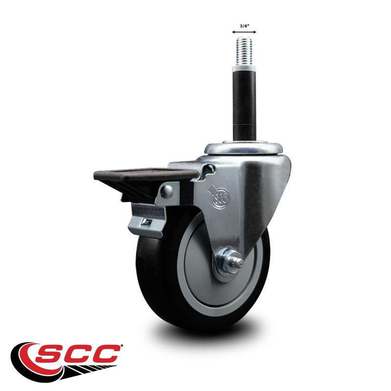 Roulettes pivotantes extensibles en poly 3/4 po avec frein SCC