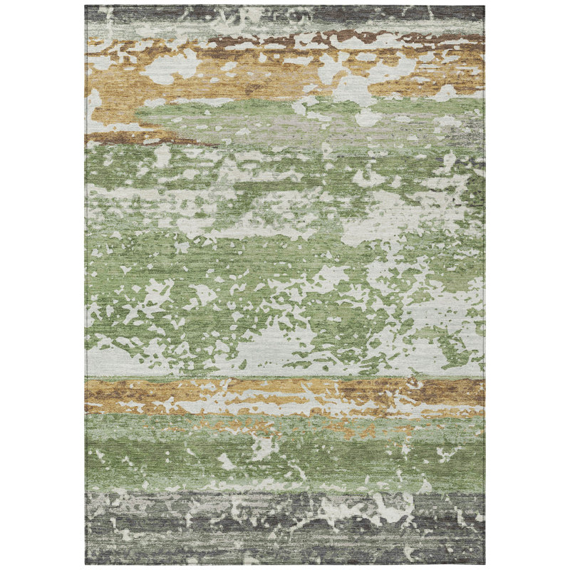 Machine Washable Indoor/Outdoor Lanphear ACN2398 Stripes Rug, Rectangle 3' x 5'