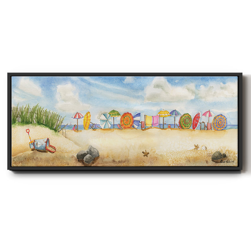 Building Sand Castles- Framed Canvas, 12" H x 30" W