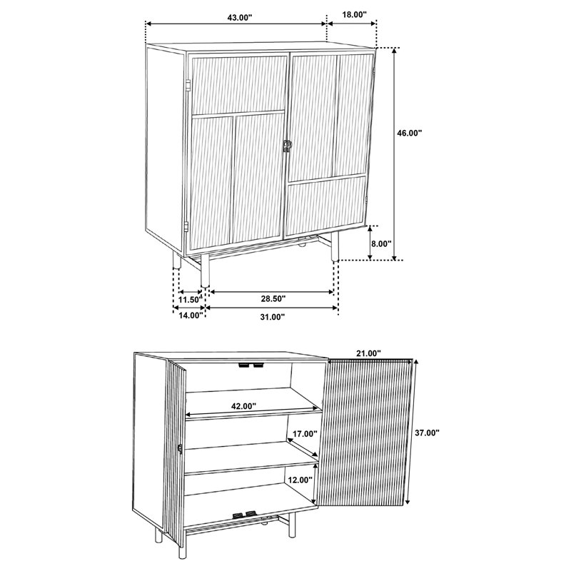Maurus 2-door Accent Storage Cabinet with Shelving Black