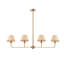 Luminaire suspendu linéaire en rotin de style bohémien de 44 po avec 4 lumières et finition laiton antique