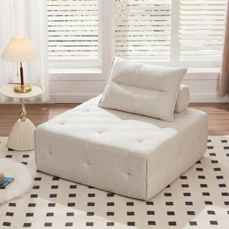 Canapé modulaire en chenille à assise profonde, dossier réglable, canapé compressé pour le salon, 1 pièce, BEIGE