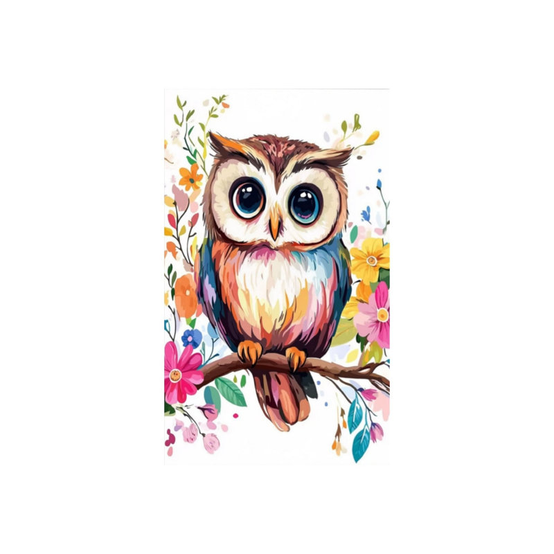 Mignon hibou blanc sur toile non encadrée 12 po x 18 po