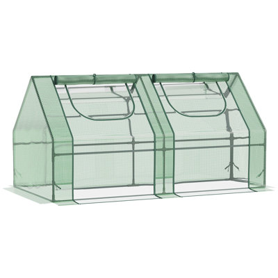 Serre portative de 6 pi x 3 pi x 3 pi Outsunny, serre de jardin avec 2 housses en PE / plastique, structure en acier et 2 fenêtres à enroulement, vert
