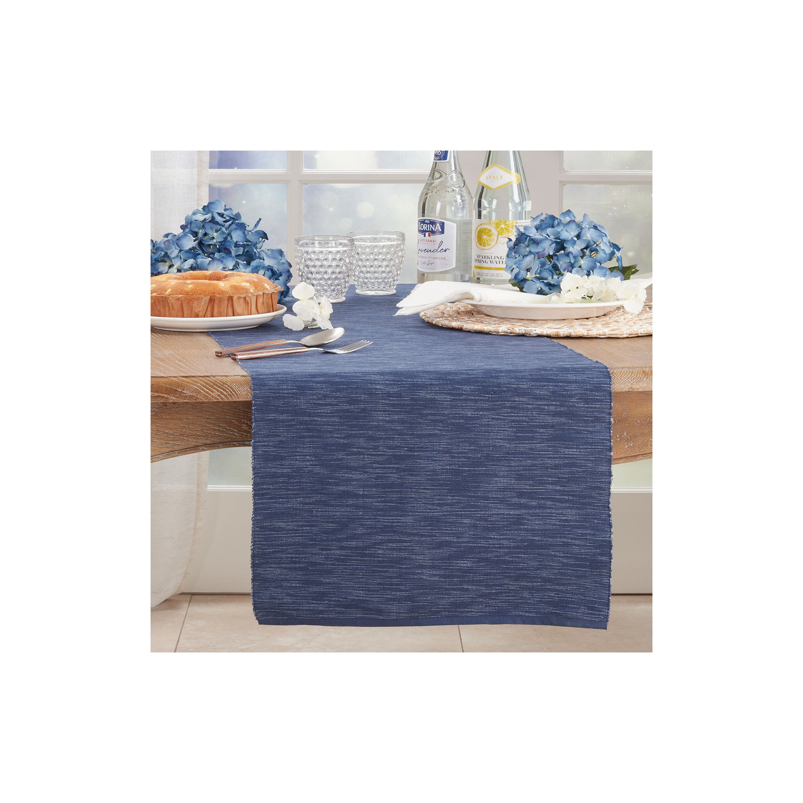 Bay Collection No Pattern Table Runnner, Navy Blue