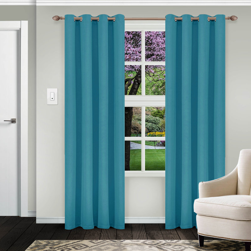 Paire de rideaux obscurcissant avec œillets Millendon, Turquoise, L 52 po x L 72 po