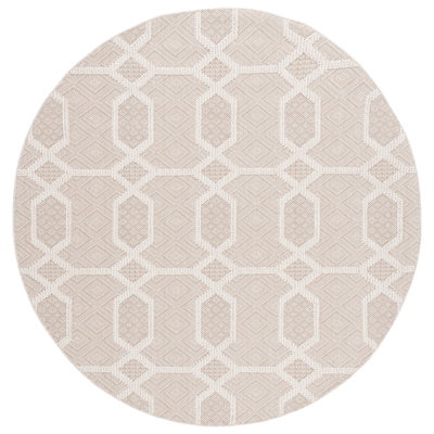 Tapis géométrique tissé à la machine en polypropylène crème / brun