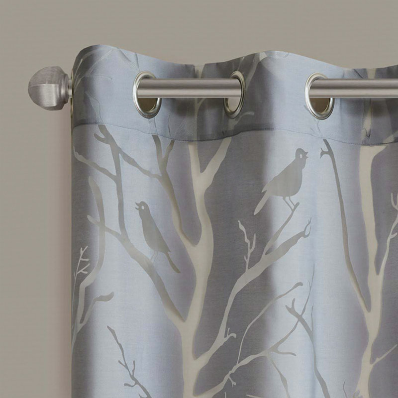 Rideau transparent avec œillets, Gris, L 50,13 po x L 63,16 po