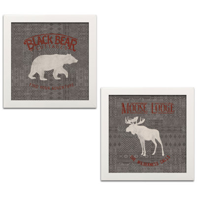 " Soft Lodge I & IV Dark With Red " by Janelle Penner 2 - Pieces